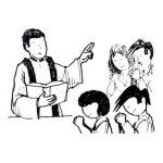 Dibujo para colorear Dibujo De Padre Dando Misa Sosteniendo La Biblia En Una Iglesia Catolica Para Pintar Y Colorear