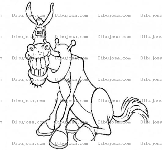 Dibujo para colorear Dibujo De Caballo Sonriente Para Pintar Y Colorear Burro Sonriendo