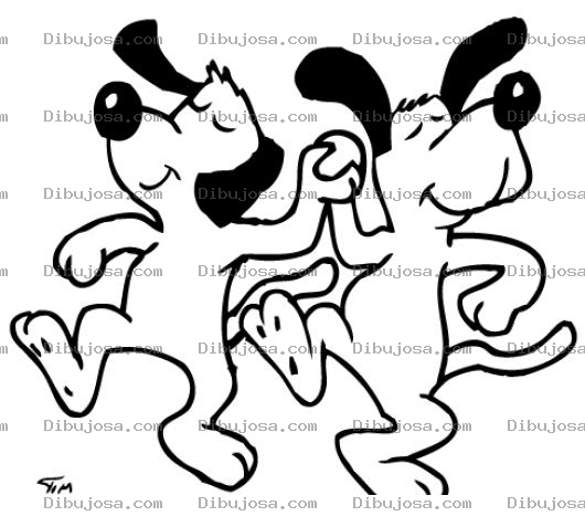 Dibujo para colorear Perros Bialando Dibujo De Dos Perros Amigos Para Pintar Y Colorear Pareja De Perritos