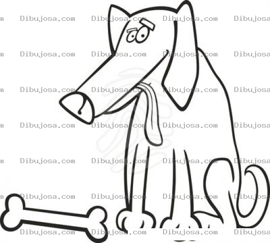 Dibujo para colorear Dibujo De Perro Con Hueso Para Pintar Y Colorear
