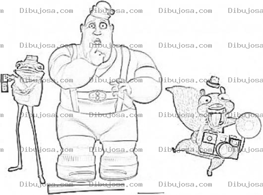 Dibujo para colorear Amigos De Caperucita Roja Para Pintar Y Colorear Al Lenador A La Rata Y A La Ardilla Esquizofrenica De Buza Caperusa