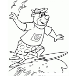 Dibujo para colorear Dibujo Del Oso Yogui Surfeando Para Pintar Y Colorear A Yogi En El Mar