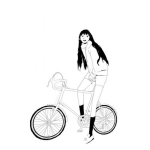 Dibujo para colorear Dibujo De Chica En Bicicleta Para Pintar Y Colorear