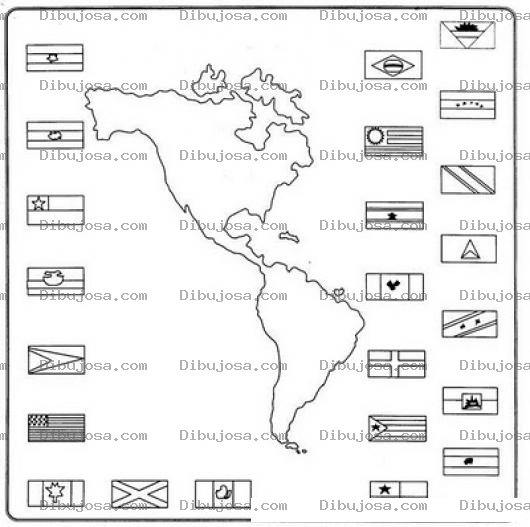 Dibujo para colorear Colorear Mapa de Norte America Centro America y Sur America