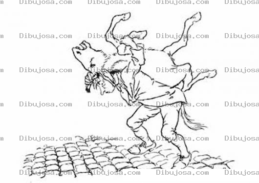 Dibujo para colorear Dibujo De Hombre Cargando A Un Burro Para Pintar Y Colorear