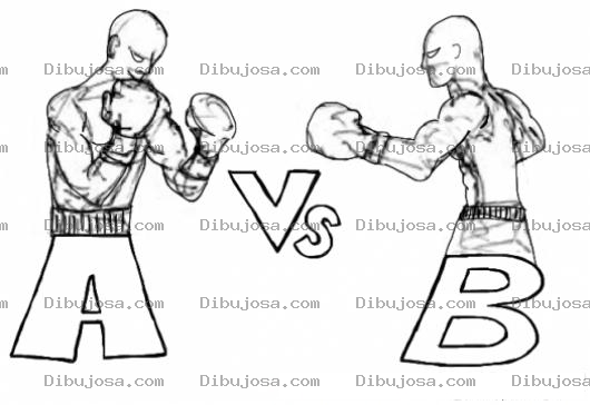 Dibujo para colorear Pelea De Box Dibujo De A Versus B Para Pintar Y Colorear