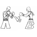 Dibujo para colorear Pelea De Box Dibujo De A Versus B Para Pintar Y Colorear