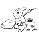 Dibujo para colorear Dibujo De Conejito Pintor Para Pintar Y Colorear Conejo Artista