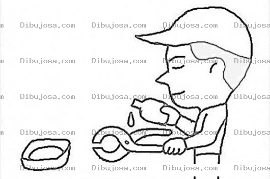 Dibujo para colorear Aceite 3 En 1 Dibujo De Hombre Aceitando Un Alicate Para Pintar Y Colorear