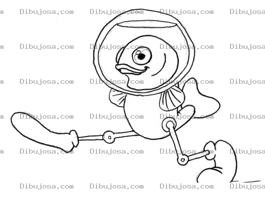 Dibujo para colorear Dibujo De Pescado Astronauta Para Pintar Y Colorear
