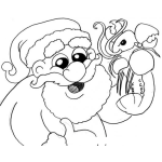 Dibujo para colorear Dibujo De Santa Clas Con Una Langosta De Mar Para Pintar Y Colorear