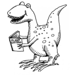 Dibujo para colorear Dibujo De Dinosaurio Leyendo Un Libro Para Pintar Y Colorear