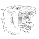 Dibujo para colorear Dibujo De Conejito En La Boca De Un Leon Para Pintar Y Colorear Dientes De Leon