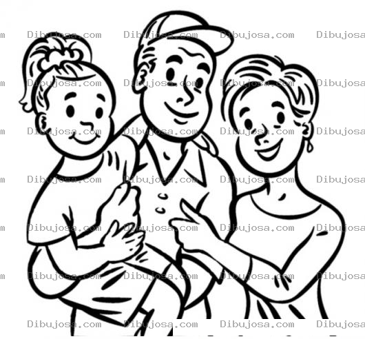 Dibujo para colorear Dibujo De Familia Con Una Hija Para Pintar Y Colorear Hija Papa Y Mama