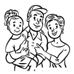 Dibujo para colorear Dibujo De Familia Con Una Hija Para Pintar Y Colorear Hija Papa Y Mama