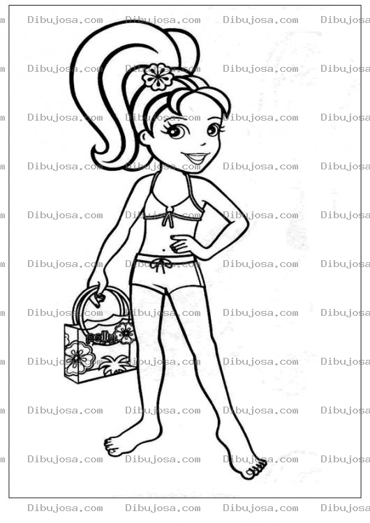 Dibujo para colorear Dibujo De Nina En La Playa Con Traje De Bano Para Pintar Y Colorear