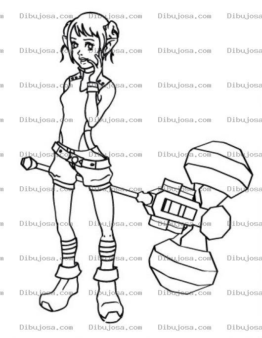 Dibujo para colorear Dibujo De Chica Con Chipote Chillon Para Pintar Y Colorear Martillo Rosado