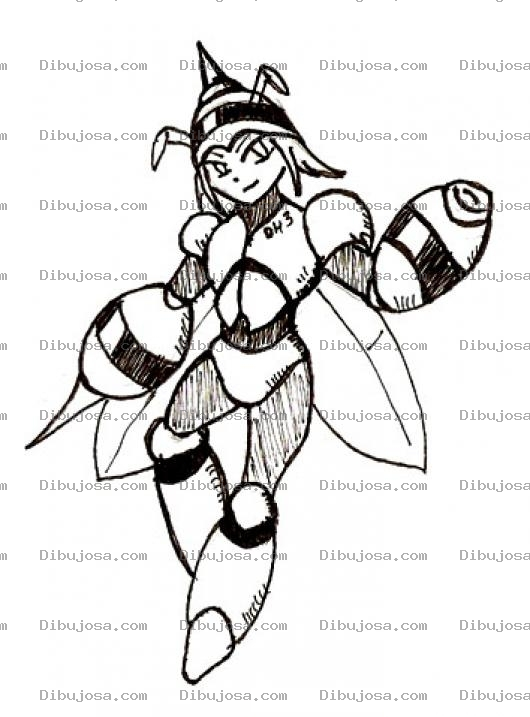 Dibujo para colorear Dibujo De Chica Robot Con Alas De Avispa Para Pintar Y Colorear