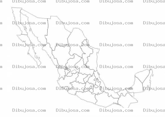 Dibujo para colorear Dibujo para pintar mapa de Mexico con sus estados