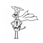 Dibujo para colorear Super Perro Para Pintar Y Colorear A Perro Super Heroe Con Capa Voladora Y Camisa Con Lampara Ahorradora