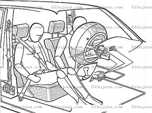 Dibujo para colorear Bolsas De Aire De Carros Dibujo De Prueba De Accidente Automovilistico Con Bolsa De Aire Reventada Y Cinturon De Seguridad Activado Para Pintar Y Colorear
