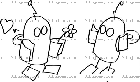 Dibujo para colorear Dibujo De Robot Enamorado Para Pintar Y Colorear Robot Y Robota