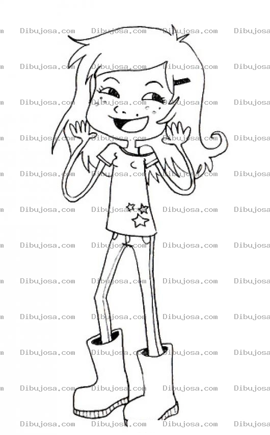 Dibujo para colorear Nina Con Botas Para Pintar Y Colorear