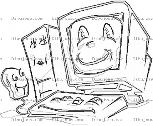 Dibujo para colorear Dibujo De Computadora Viejita Para Pintar Y Colorear Monitor Con Cara Cpu Con Cara Mouse Con Cara Y Teclado Con Cara