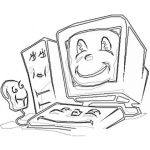 Dibujo para colorear Dibujo De Computadora Viejita Para Pintar Y Colorear Monitor Con Cara Cpu Con Cara Mouse Con Cara Y Teclado Con Cara