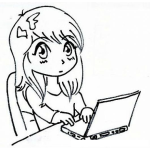 Dibujo para colorear Chica Con Mini Laptop Para Pintar Y Colorear Dibujo De Mujer Con Computadora Portatil