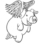 Dibujo para colorear Coche Volador Dibujo De Cerdo Con Alas Para Pintar Y Colorea Marrano Volando Puerco Con Alas De Angel