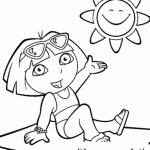 Dibujo para colorear Dibujo De Dora Exploradora En La Playa Tomando El Sol Para Pintar Y Colorear