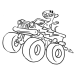 Dibujo para colorear Dibujo De Dinosaurio En Un Carro 4x4 Para Pintar Y Colorear Monster Truck