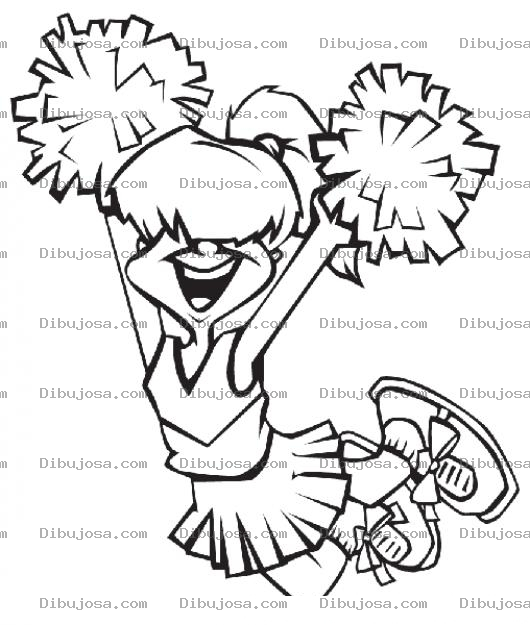 Dibujo para colorear Dibujo De Porrista Con Pompones Para Pintar Y Colorear