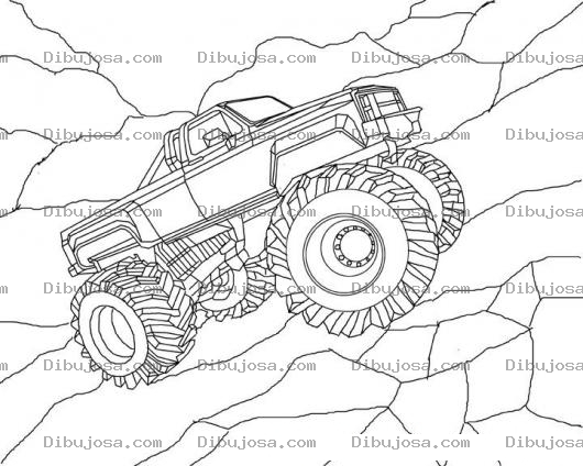 Dibujo para colorear Dibujo De Picopon Con Suspension Levantada Para Pintar Y Colorear Monstertruck