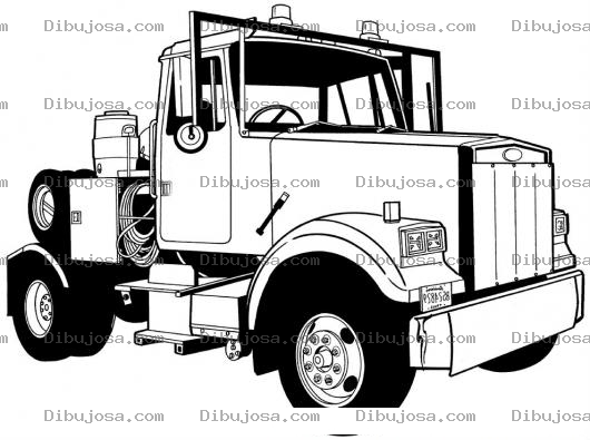 Dibujo para colorear Cabezal De Trailer Para Pintar Y Colorear Cabezal De Plataforma De 3 Ejes Freightliner Coronado Mack