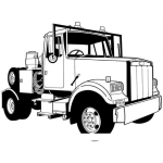 Dibujo para colorear Cabezal De Trailer Para Pintar Y Colorear Cabezal De Plataforma De 3 Ejes Freightliner Coronado Mack