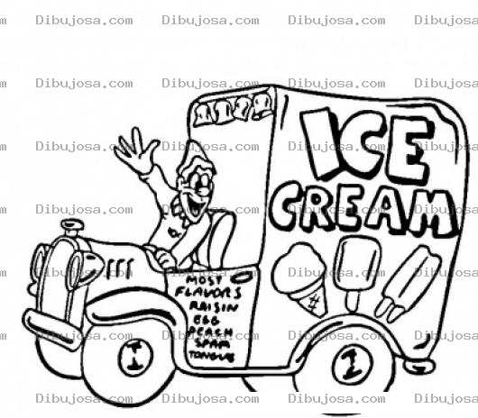 Dibujo para colorear Helados Cremosos Dibujo De Camion De Helados Para Pintar Y Colorear Payaso Vendedor De Helados