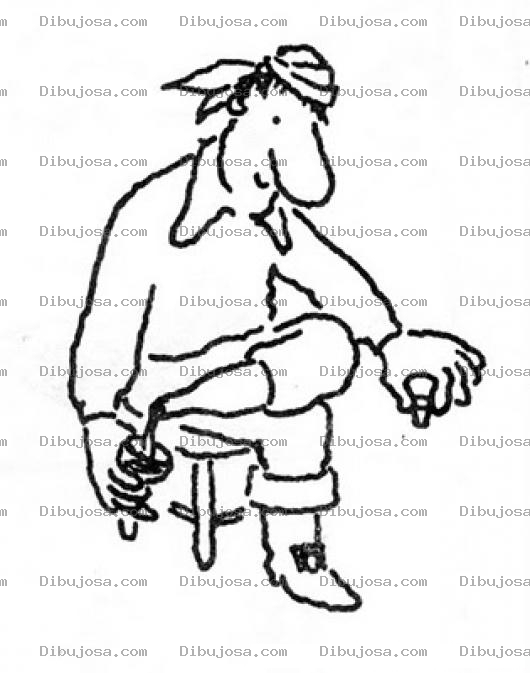 Dibujo para colorear Protesis De Pierna Dibujo De Pirata Con Pata De Botella Sirviendose Vino En Una Copa Para Pintar Y Colorear