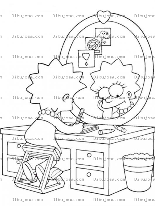 Dibujo para colorear Dibujo De La Hermana De Bart Simpson Haciendo Deberes Para Pintar Y Colorear