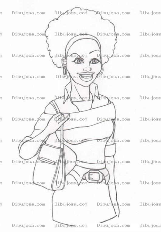 Dibujo para colorear Dibujo De Maestra Negrita Para Pintar Y Colorear Profesora Morena Con Pelo Afro