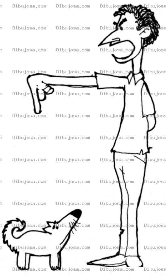 Dibujo para colorear Dibujo De Entrenador De Perros Diciendole A Un Perro Que Se Siente Para Pintar Y Colorear