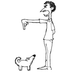 Dibujo para colorear Dibujo De Entrenador De Perros Diciendole A Un Perro Que Se Siente Para Pintar Y Colorear