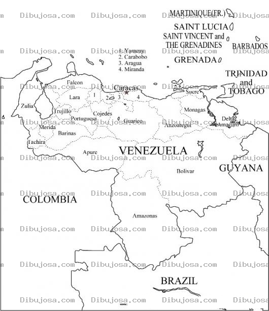 Dibujo para colorear Colorear Mapa de Venezuela