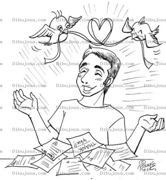 Dibujo para colorear Cartas De Amor Dibujo De Chico Enamorado Leyendo Cartas De Amor Para Pintar Y Colorear