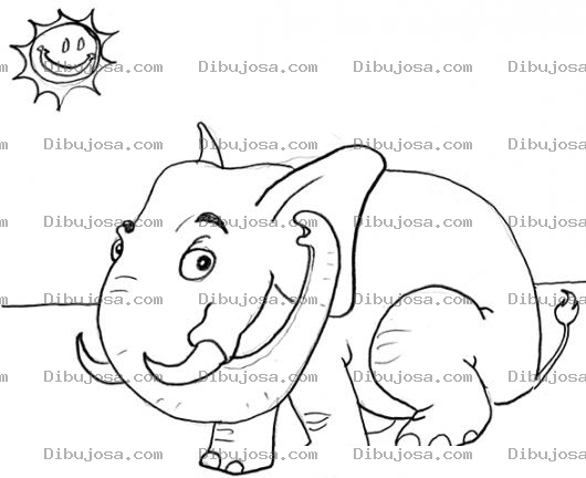 Dibujo para colorear Dibujo De Elefante Debajo Del Sol Para Pintar Y Colorear