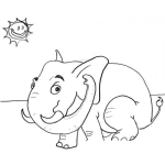 Dibujo para colorear Dibujo De Elefante Debajo Del Sol Para Pintar Y Colorear