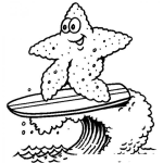 Dibujo para colorear Dibujo De Estrela Del Mar Surfeando Para Pintar Y Colorear
