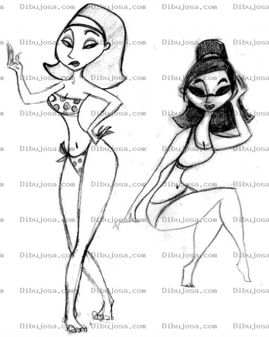 Dibujo para colorear Dibujo De Chicas En Calzoneta Para Pintar Y Colorear