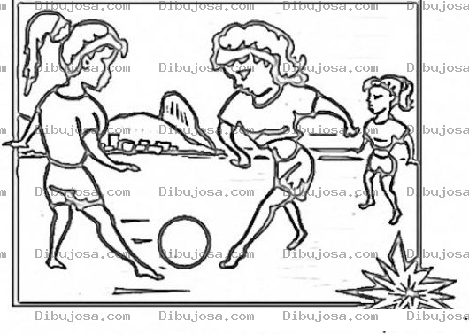Dibujo para colorear Dibujo De Mujeres Jugando Futbol De Playa Para Pintar Y Colorear